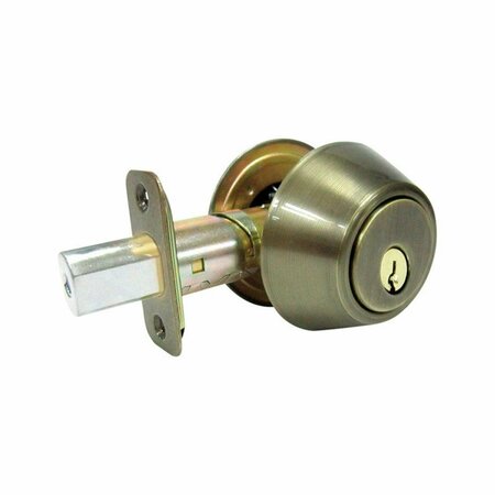 MUEBLES PARA EL HOGAR Antique Brass Metal Double Cylinder Lock, ANSI Grade 3, 1.75 in. MU2513196